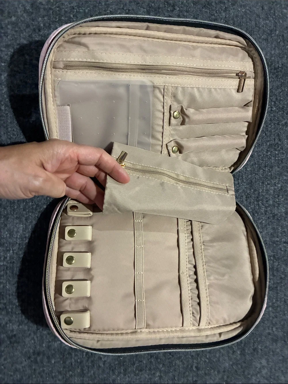 👜 NWT BagSmart Quilted Light Pink Cosmetic Travel Case with Top Handle